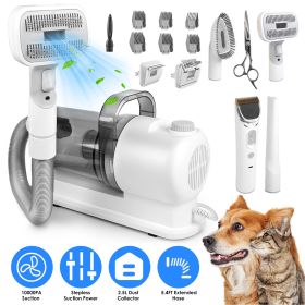 Professional Pet Hair Grooming Vacuuming Kit with 7 Grooming Tools Dog Clipper Low Noise Hair Remover