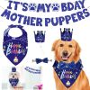 Dog Birthday Bandana Hat Set Cute Dog Birthday Banner Decoration with Hat Bandana Bowtie