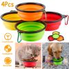 4Pcs Silicone Collapsible Dog Bowls BPA Free Travel Foldable w/ Carabiner Clip For Traveling Walking Hiking