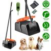 Pooper Scooper Kit Dog Poop Rake & Swiveling Bin Poop Heavy Duty with Extra Long Handle Waste Bags Dispenser