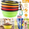 4Pcs Silicone Collapsible Dog Bowls BPA Free Travel Foldable w/ Carabiner Clip For Traveling Walking Hiking