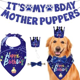 Dog Birthday Bandana Hat Set Cute Dog Birthday Banner Decoration with Hat Bandana Bowtie