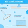 3Pcs Pet Hair Removal Kit Multi-Fabric Dog Rake Adjustable Telescopic Rod For Carpet Rug Clothes Couch