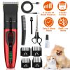 Pet Grooming Kit Rechargeable Cordless Clippers Low Noise Electric Dog w/ 4 Guide Combs Scissors Oil