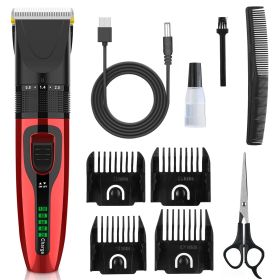 Pet Grooming Kit Rechargeable Cordless Clippers Low Noise Electric Dog w/ 4 Guide Combs Scissors Oil