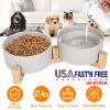 Double 28.7Oz Ceramic Pet Bowls Dog with Wooden Stand Raised Pet Feeder