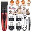 Pet Grooming Kit Rechargeable Cordless Clippers Low Noise Electric Dog w/ 4 Guide Combs Scissors Oil