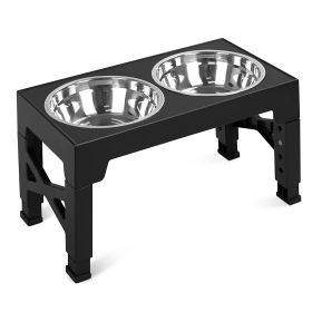 Dog Raised Bowls with 5 Adjustable Heights Stainless Steel Dog Bowls Foldable Double Bowl Feeder