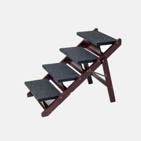 Wooden Dog Stairs Steps-Foldable 4 Levels Pet Stairs & Ramp Perfect For Beds And Cars