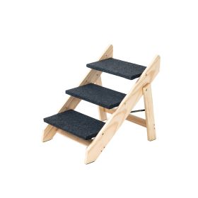 Wood Pet Stairs Pet Steps  Foldable 3 Levels Dog Stairs  Ramp Perfect For Beds And Cars Portable