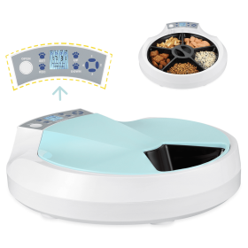 5-Meals Automatic Feeder 5x270ml Dry and Wet Food Dispenser Programmable Timer Portion Control