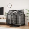 52" Heavy Duty Dog Crate Strong Metal Dog Kennels and Crates for Large Dogs with 4 Lockable Wheels