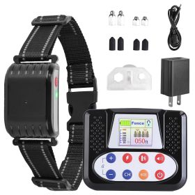 990FT Range Dog Wireless Fence Collar IPX6 Waterproof Receiver with 9 Levels Vibration Shock Mode 4 Channels