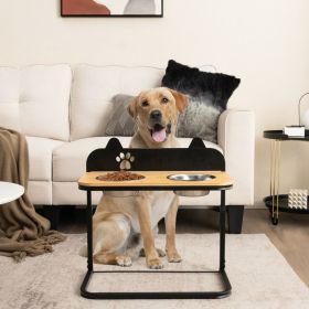 Dog Bowl Stand with 2 Stainless Steel Food Water Bowls; 3 Height Settings