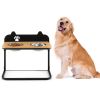 Dog Bowl Stand with 2 Stainless Steel Food Water Bowls; 3 Height Settings