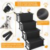 Foldable Dog Ramp 4 Step Foldable Non Slip Stairs for Vehicle 176LBS Load Steel Ladders with Straps Tether Clip
