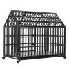 52" Heavy Duty Dog Crate Strong Metal Dog Kennels and Crates for Large Dogs with 4 Lockable Wheels