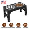 Dog Raised Bowls with 5 Adjustable Heights Stainless Steel Dog Bowls Foldable Double Bowl Feeder