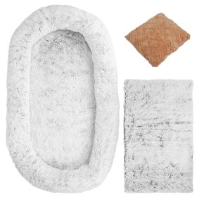 Human Size Dog Bed with Pillow Blanket 72.83x47.24x11.81in Bean Bag Bed Washable Removable Flurry Plush Cover