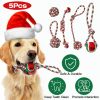 5Pcs Christmas Dog Rope Chew Toys Dog Interactive Toys Set for Puppy  Aggressive Chewers Playing