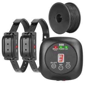 Pet Containment System with 9 Adjustable Levels 2 Recivers IPX8 Waterproof Rechargeable Underground Fence