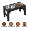 Dog Raised Bowls with 5 Adjustable Heights Stainless Steel Dog Bowls Foldable Double Bowl Feeder