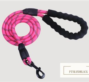 Reflective Dog Leash Nylon Rope Walking Training Pet Suppiles (Color: Pink)