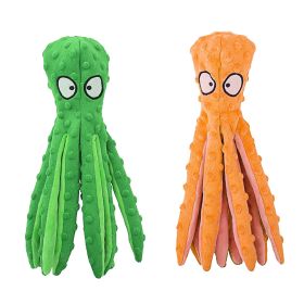 2Pcs Octopus-Shaped Training Squeaky Interactive Dog Toy (Option: Green_Orange)