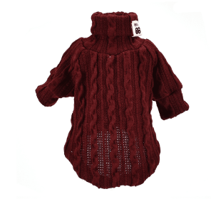 Dog Sweater Turtleneck Solid Color Dogs Clothes Warm Cotton Sweatshirt Jacket (Option: Wine Red-XS)