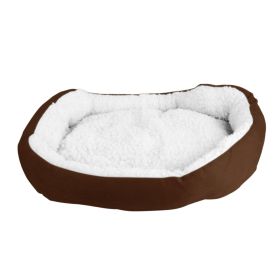 Pet Dog Bed Soft Warm Fleece Puppy Bed Dog Cozy Nest Sofa Bed Cushion For S/M Dog (Option: Brown)