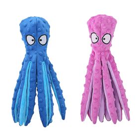 2Pcs Octopus-Shaped Training Squeaky Interactive Dog Toy (Option: Blue_Pink)