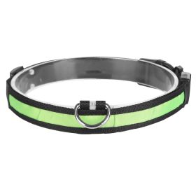 LED Dog Collar USB Rechargeable Adjustable Dog Safety Night Safety Flashing Luminous Light up (Option: XL_Green)
