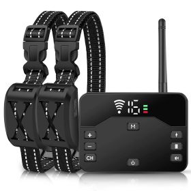 2 In 1 Wireless Electric Dog Fence Waterproof Pet Shock Containment System for Small Medium (Option: Black_2Collar)