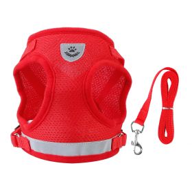 Reflective Mesh Harness Dog Leash Set (Option: Red_XL)