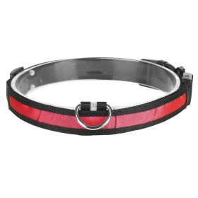 LED Dog Collar USB Rechargeable Adjustable Dog Safety Night Safety Flashing Luminous Light up (Option: M_Red)