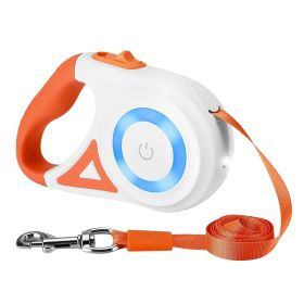 16FT Retractable Dog Leash with Flashlight RGB Light Fit for 66-110lbs (Option: Orange)