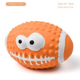 Squeaky Dog Toys; Natural Latex Rubber Dog Balls;  Soft ;  Bouncy & Durable  Interactive Chew Sound Fetch Play (colour: Smiley Rugby)
