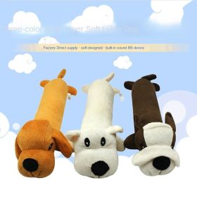 Pet dog gnaws and makes sounds toy dog plush toy; clean teeth toy dog (colour: White dog)