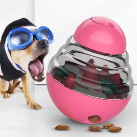 Dog Toys Food Ball Food Dispenser Training Balls Interactive Slow Feed Pet Tumbler Toy Dogs Puzzle (Color: Pink)
