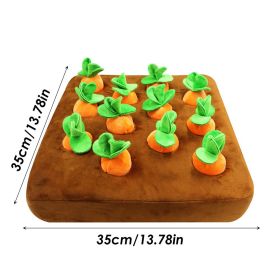 12 Plush Carrots Enrichment Dog Puzzle Toys Hide and Seek Carrot Farm Dog Toys (Color: 12 Carrots 35x35cm)