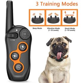Dog Training Collar; 100% Waterproof with Remote Range 1300ft; 3 Training Modes; Beep; Vibration; Rechargeable (Color: 1 receptore set)