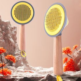 OneKey Pet Hair Remover Comb Pet Comb Grooming Brush Shedding Brush Self Cleaning Slicker (Color: Yellow)