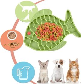 Silicone Lick Mat For Pet Dogs Slow Food Plate Rice Bowls Anti Gulping Choking Feeder Puppy Treat Dispenser (Color: Green)