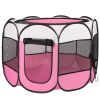 Portable Foldable Pet Playpen Exercise Removable Zipper Top and Bottom Water Resistant Indoor Outdoor
