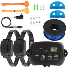 Dog Containment System with 100 Adjustable Levels IPX7 Waterproof Rechargeable Receiver Underground Fence (Type: With 2 Collar)