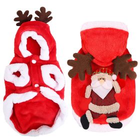 Dog Santa Claus Reindeer Antlers Costume (Option: Red_S)