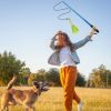 Dog Flirt Pole with Lure 10.23-26.77in Teaser Wand with 2 Replaceable Interactive Tail Toys