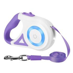 16FT Retractable Dog Leash with Flashlight RGB Light Fit for 66-110lbs (Option: Purple)