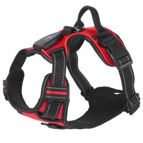 LED Dog Harness Rechargeable No Pull Lighted Dog Vest (Option: Red_L)
