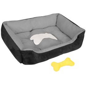 Pet Dog Bed Soft Warm Fleece Puppy Cozy Nest Sofa Bed Cushion Mat For S/M Dog (Option: Black_XL)